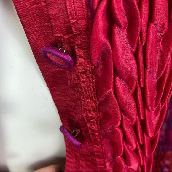 Jean Marc collection Jacket Large VTG bolero red ribbon ruched stretch crinkle - Picture 10 of 16